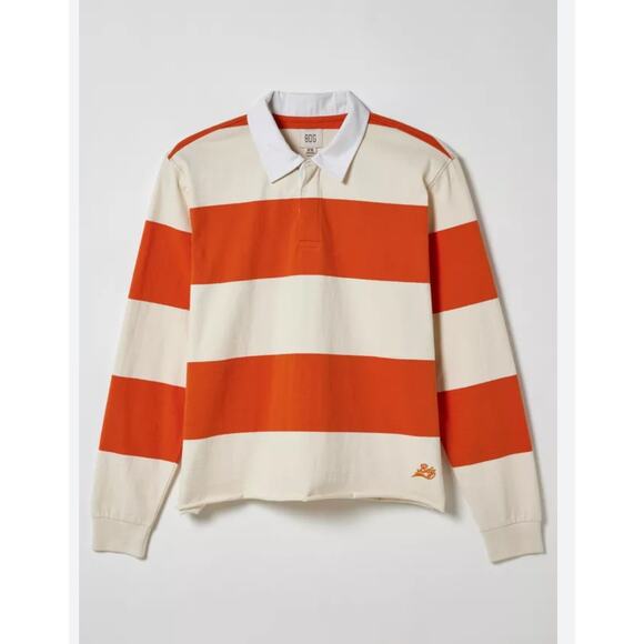 BDG Other - Urban Outfitters BDG Classic Cutoff Rugby Shirt Wide Stripe Orange Mens Large